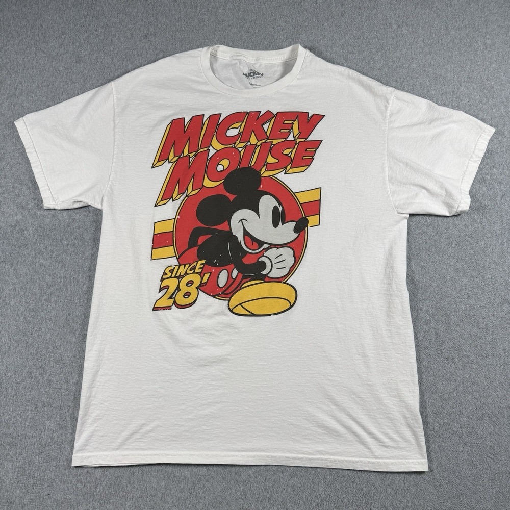 Disney Mickey Mouse Since 1928 Graphic T Shirt White Adult Size L